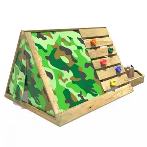 Rebo Mini Wooden Climbing Pyramid Adventure Playset - Den and Slide - Camo