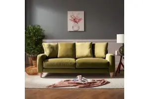 Covent 3 Seater Sofa With Scatter Back Cushions, Olive Green Velvet