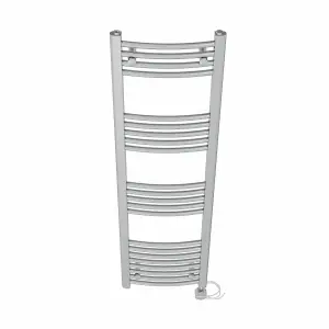 Right Radiators Prefilled Thermostatic Electric Heated Towel Rail Curved Ladder Warmer Rads - Chrome 1400x400 mm