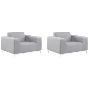 Set of 2 Garden Armchairs ROVIGO Fabric Light Grey