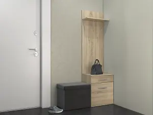 Duo Shoe Cabinet and Coat Rack Sonoma Oak