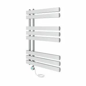 Rinse Bathrooms Designer WiFi Thermostatic Electric Bathroom Heated Towel Rail Radiator with Timer D Shape Tube 800x600mm Chrome