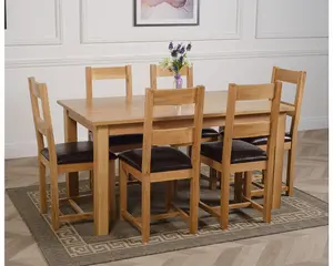 Oslo 150 x 90 cm Medium Oak Dining Table and 6 Chairs Dining Set with Lincoln Chairs