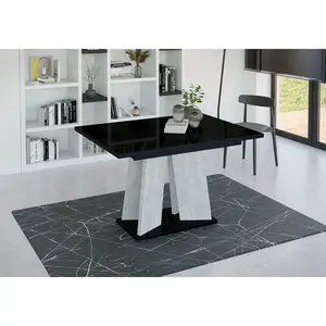 Extendable Dining Table Alekzander Black/Light Grey