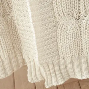 Catherine Lansfield Chunky Marl Knit Cosy 130x170 cm Blanket Throw Cream