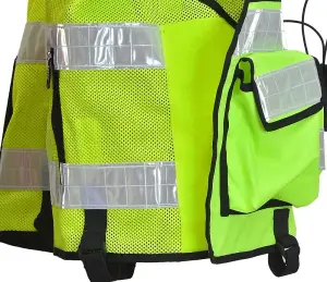 RAC3 High-Vis Security Vest, Reflective Strips, Body Camera Mount, Multiple Pockets, Fits upto 5XL, Available in 5 Colors (Yellow)