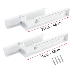 SPARES2GO Universal Extendable Wall Mounting Brackets for Microwave (White)