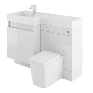 Solstice Gloss White Left Hand Bathroom Vanity Basin & WC Unit Combination (W)1200mm (H)890mm