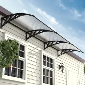 Black Outdoor Front Door Canopy Outdoor Awning Rain Shelter 270 cm