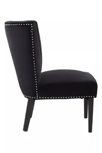 Interiors by Premiers Black Velvet Dining Chair, Dining Room Accent Chair, Velvet Upholstered Wing Chair with Wooden Legs