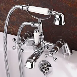 ENKI BT8608 Traditional Bath Shower Mixer Taps Chrome Cross Victorian BEAUMONT