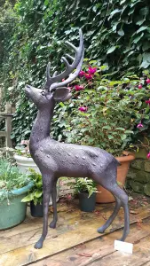 Aluminium Stag Sculpture Garden Ornament with Bronze Finish