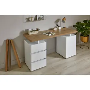 Ercie Desk White/Riviera Oak