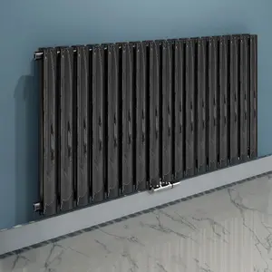 Nes Home 1020 x 600 mm Side Connection Horizontal Designer Radiator Side Connection Black Double Oval Tube