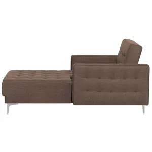 Fabric Chaise Lounge Brown ABERDEEN