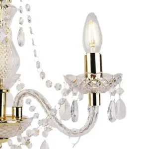 First Choice Lighting Marie Therese Clear Gold 3 Light Chandelier