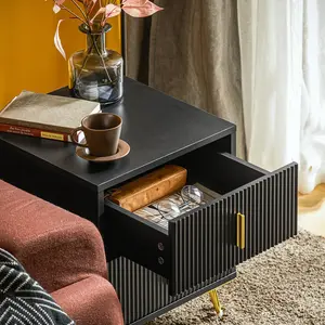 Aldea 2 Drawer Bedside Table Black