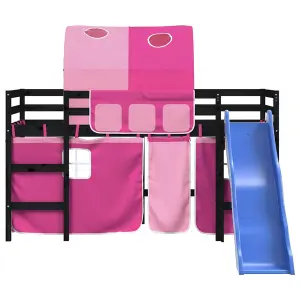 Berkfield Kids' Loft Bed with Tunnel without Mattress Pink 90x200 cm