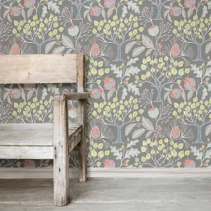 NuWallpaper NU3039 Groovy Garden Peel & Stick Wallpaper, Grey