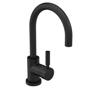 Contemporary Arch Round Tall Lever Mono Basin Mixer Tap (Waste Included) - Matt Black - Balterley