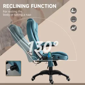 Vinsetto Office Chair w/ Heating Massage Points Relaxing Reclining Blue