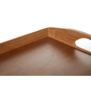 Interiors by Premier Eco Friendly Bamboo Serving Tray With Handles, Practical Design Bamboo Serving Tray, Easy Grip Tray