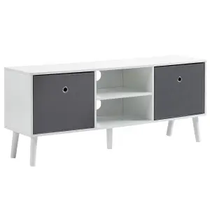 HOMCOM Modern TV Cabinet Stand w/ Shelves & Drawers, Bedroom White & Grey