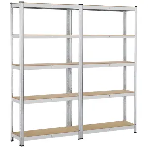 Yaheetech Set of 2 5 Tier Metal Storage Shelves for Office Living Room Silver