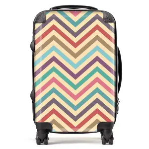 Geometric Vintage Colored Chevron Pattern Suitcase - Cabin