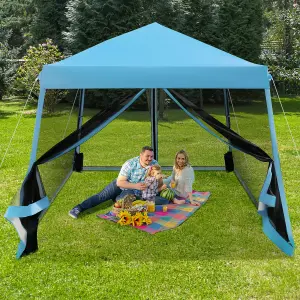 Costway Patio Outdoor Instant Pop-up Canopy Slant Leg Mesh Tent Foldable Gazebo