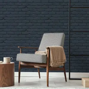 Fine Decor FD43602 Painted Brick Wallpaper, Navy