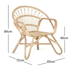 Nordic Indoor Rattan Chair in Natural (H)84cm x (W)83cm x (D)72cm