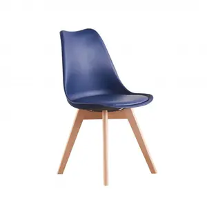 Thomasin Faux Leather Upholstered Side Chair |  Dining Chair |  Wooden Legs Plastic Body (Set of 2) Blue