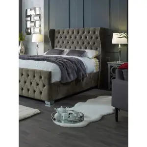 Colleen Plush Velvet Grey Bed Frame