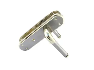 Marina Door Handle Two Tone Bathroom Lock Lever - Brass and Satin by Betley Butterfly