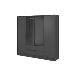 Kelly 206cm Glass Door Wardrobe in Sleek Graphite - Contemporary Storage with Glass Elements