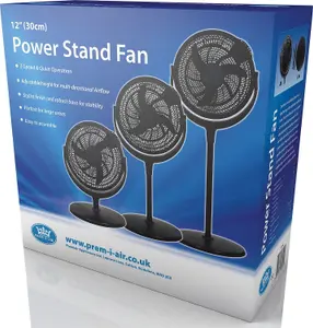 Prem-I-Air 12 Power Stand Fan with 7 Hour Timer and Remote Control