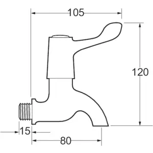 Chrome Kitchen Sink Lever Bib Taps 1/4 Turn Hot & Cold