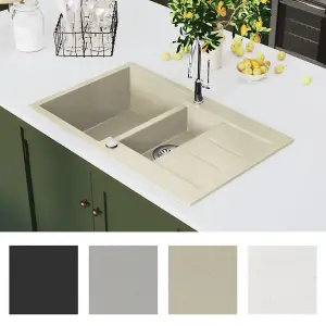 Berkfield Granite Kitchen Sink Double Basins Beige