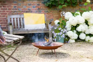 Primrose Corten Steel Fire Pit & Water Bowl Round 60cm Round