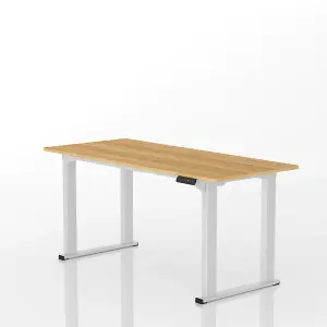 FlexiSpot Electrically Height-adjustable Desk 100kg Load Capacity in  White with 160x70cm Maple Desktop