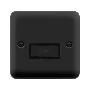 Curved Matt Black 13A Fused Ingot Connection Unit - Black Trim - SE Home