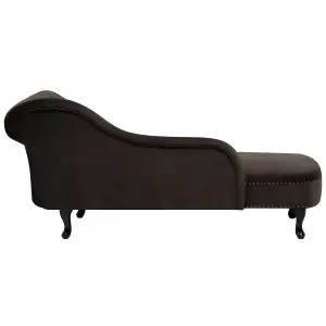 Right Hand Chaise Lounge Velvet Brown NIMES