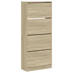 Berkfield Shoe Cabinet with 4 Flip-Drawers Sonoma Oak 80x34x187.5 cm