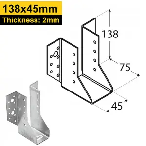 Heavy Duty 2mm Thick Galvanised Face Fix Joist Hanger 45x138mm