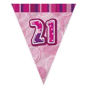 Unique Party Pink 21 Glitz Pennant Bunting Pink (One Size)