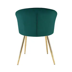 Ella Dining Accent Chair Upholstered in Velvet Fabric  - Green