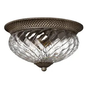 Elstead Plantation 3 Light Large Semi Flush Ceiling Light Pearl Bronze, E27