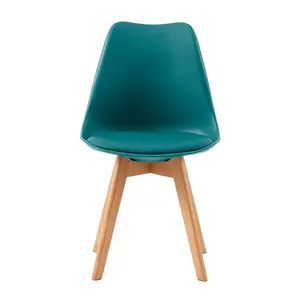 Nero Upholstered Dining Chair (Set of 2) Aqua/Turquoise / Beech