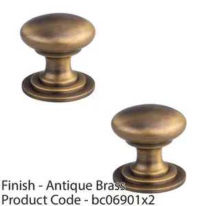 2 PACK - Victorian Tiered Door Knob - 42mm Antique Brass Cabinet Pull Handle Round Rose